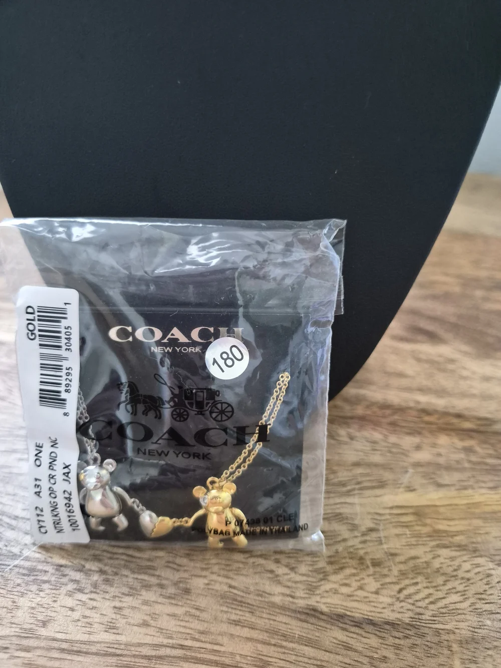 NWT COACH Teddy Bear Heart Friendship Necklace Set